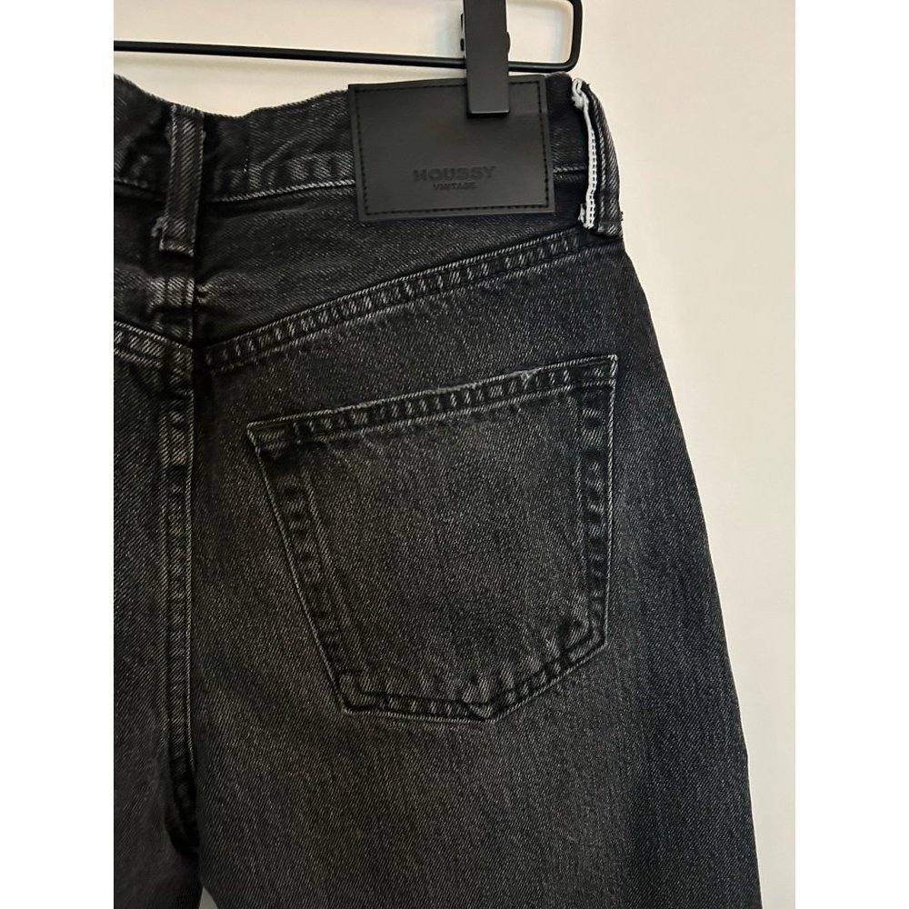 Moussy Vintage Detroit Wide Straight Leg Black Jeans NWT Size 27 - Picture 12 of 15